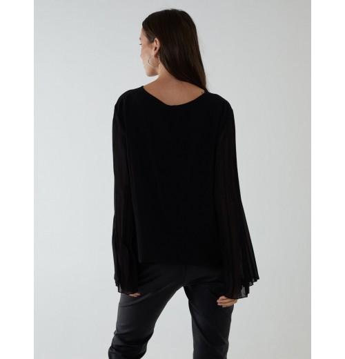 Pleated Sleeve Blouse