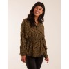 Leopard Print Shirred Waist Shirt