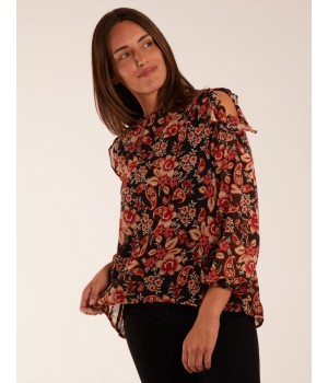 Cold Shoulder Frill Blouse