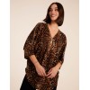 Front Leopard Diamante Tunic Top