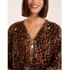 Front Leopard Diamante Tunic Top