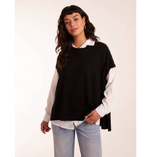 Oversized Button Shoulder Top