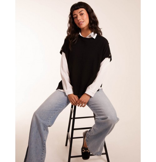 Oversized Button Shoulder Top