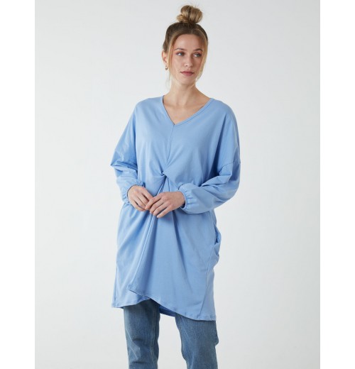 Twist Front Cotton Tunic With Side Pocket