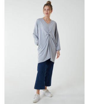 Twist Front Cotton Tunic With Side Pocket