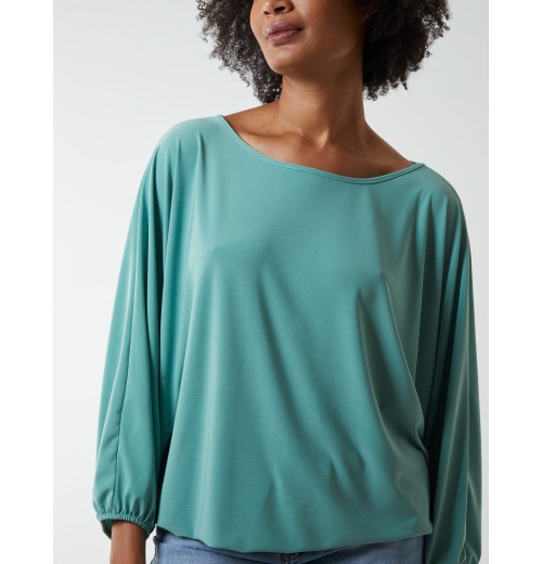 Batwing Necklace Elasticated Hem Top