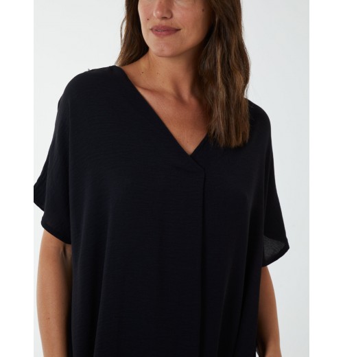 V Neck Long Tunic With Side Pockets