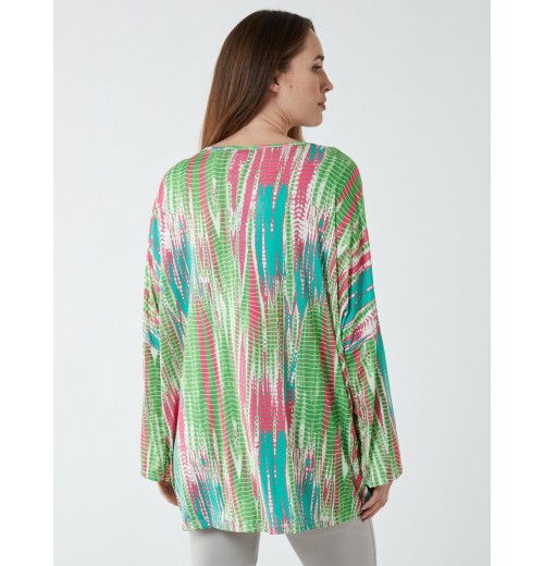 Twist Front Abstract Long Sleeve Top