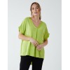 Satin Trim  V Neck Top