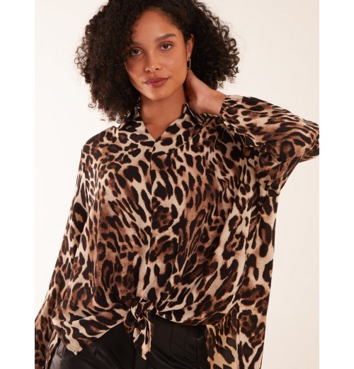 Animal Hi Low Hem Blouse