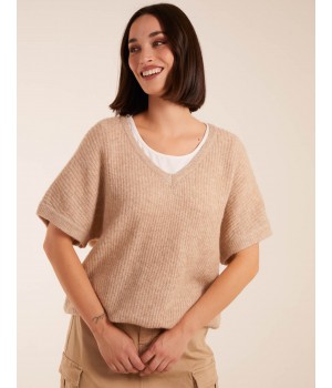 Puff Sleeve V-Neck Knit Top