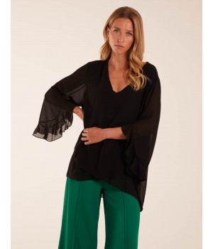 Frill Sleeve V Neck Blouse