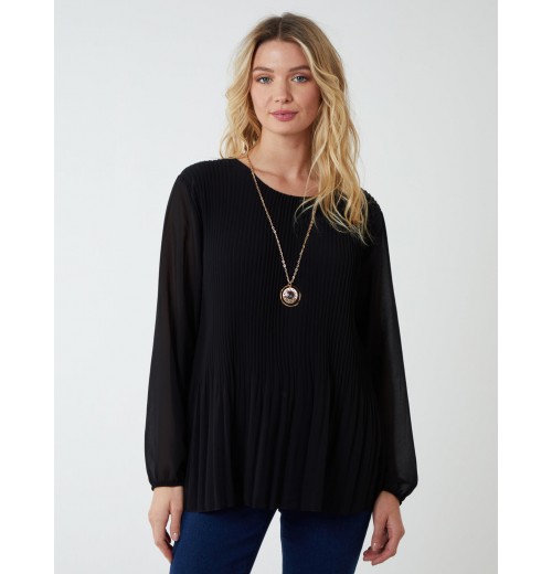 Necklace Pleated Chiffon Top