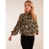 Leopard Bubble Hem High Neck Top